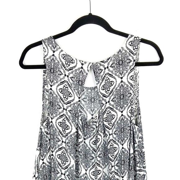 Suzanne Betro Sleeveless Ruffle Swing Dress Medium Black & White - Picture 4 of 8